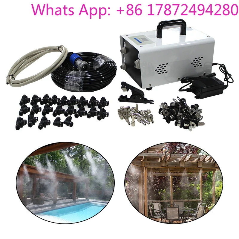 Low Pressure Mist Pump 20pcs Spray Nozzles 10 Bar Outdoor Humidification Cooling System
