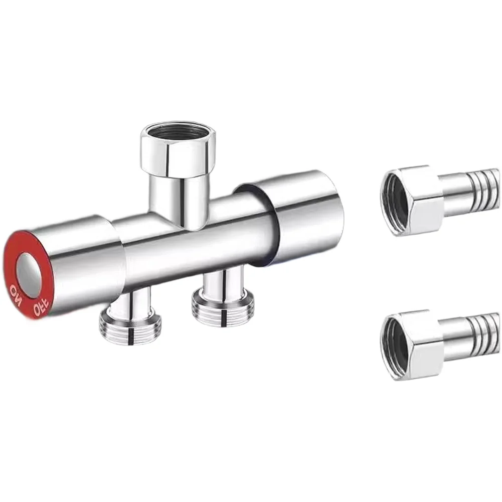 360 Degree Rotatable Nut Faucet Splitter Stainless Steel 1 Inlet 2 Outlet with 46 Interfaces for Multiple Water Devices