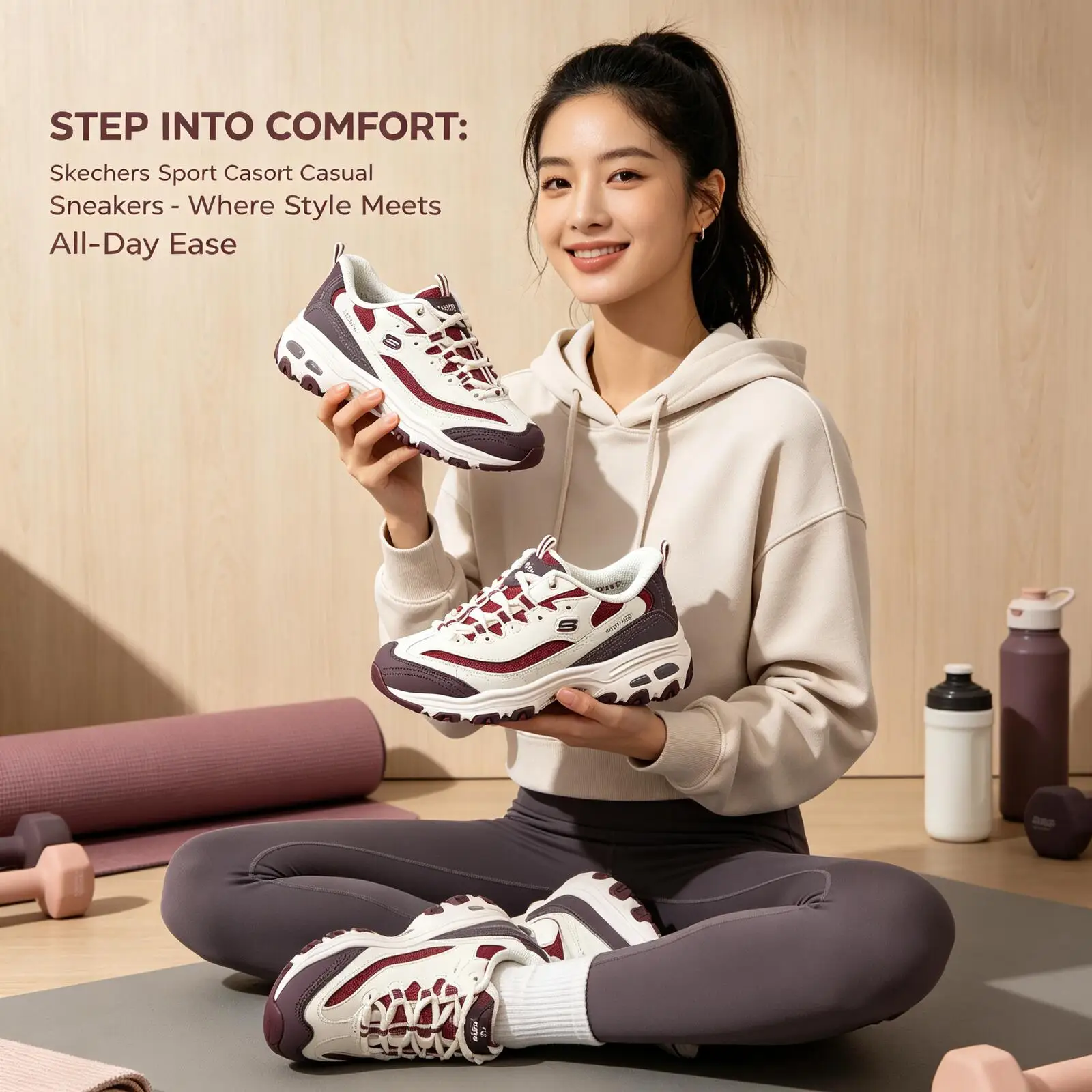 

Skechers Women Breathable Comfort Thick Sole Dad Panda Sports Casual Shoes 150537-NTMT