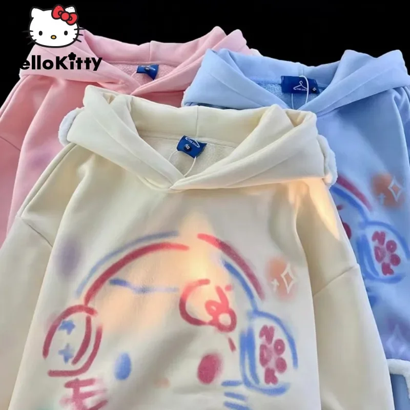 

Sanrio Hello Kitty New Hip Hop Hood Sweatshirt Female Yk2 Goth Grunge 90s Fashion Oversize Pullovers Korean Clothes Y2k 2000s