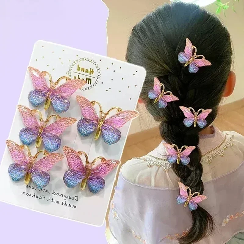 5PCS Sweet Stereoscopic Color Gradient Cute Baby Hairpins Kids Hair Clips Children Headwear Princess Barrette Girls Accessories