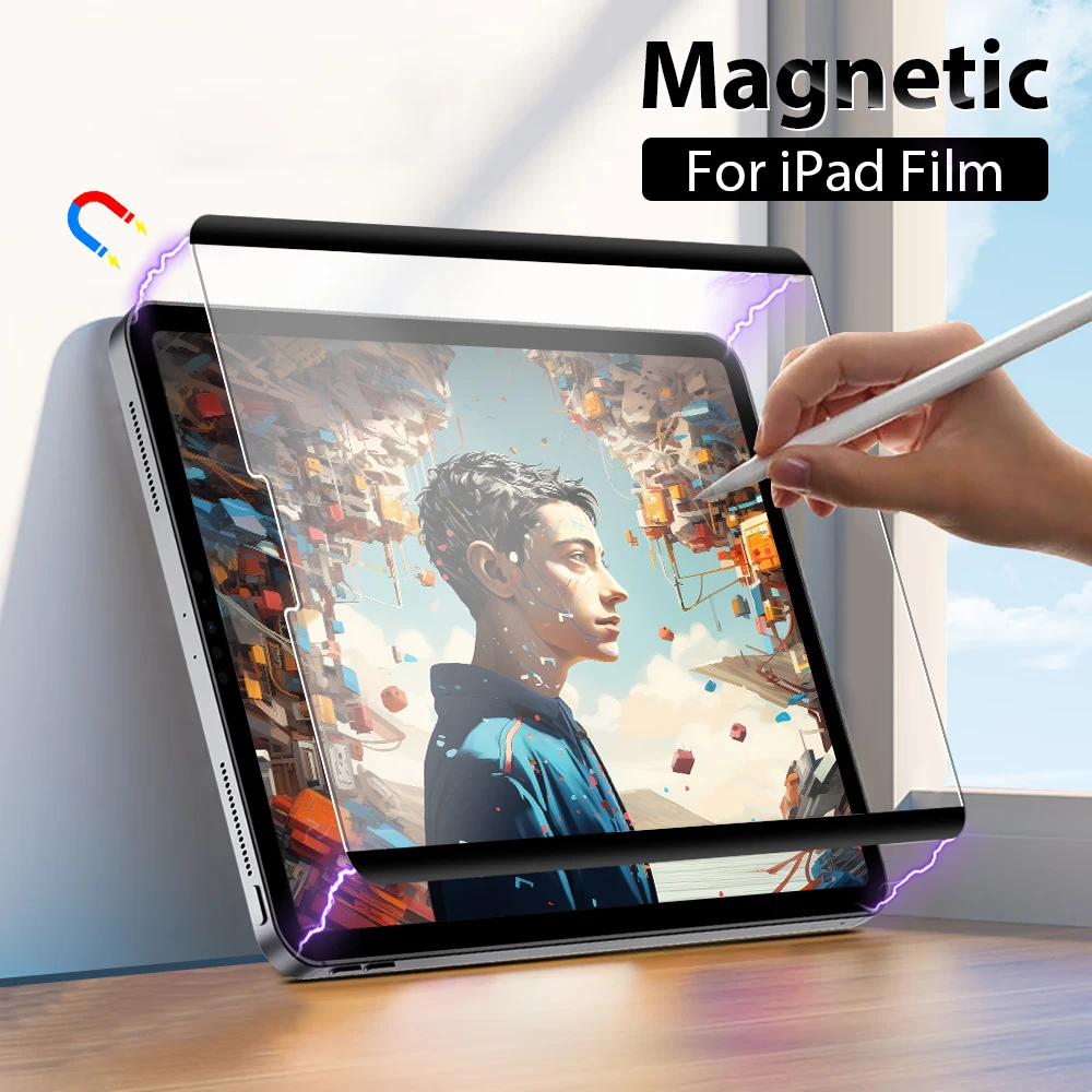 Magnetic Like Paper Film For Ipad Pro 13 11 M4 12.9 6th Air 5 4 3 M2 Screen Protector For Ipad 9 9th 10th Generation Mini 6 10.2