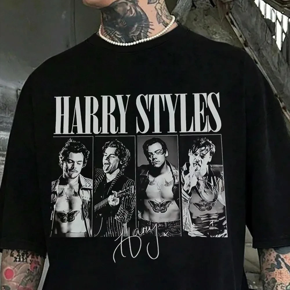Harry Styles signature graphic 2026 Summer T shirt Cotton Unisex Men‘s Women's T-Shirt Y2k Casual Fans Popular Streetwear Tee