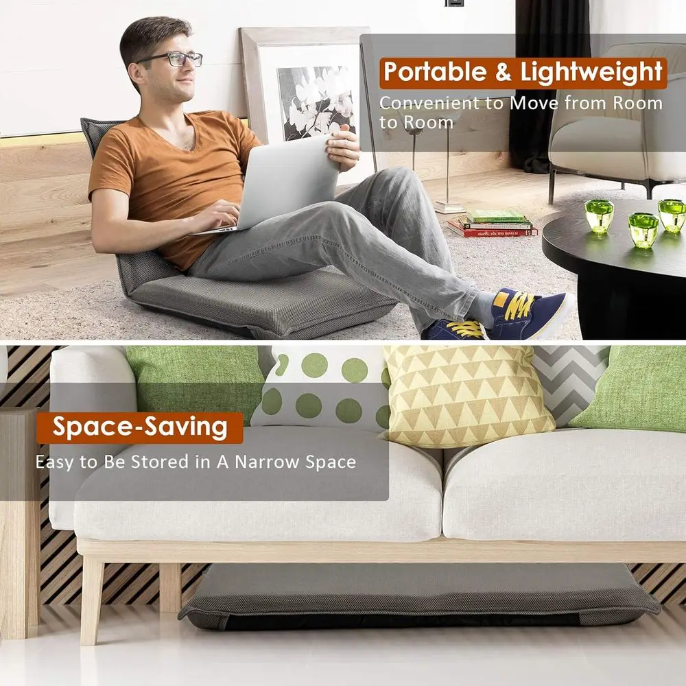 6-Position Adjustable Meditation and Gaming Chair, Portable Floor Seat, Ideal for Reading, TV Watching, and Relaxing, Suitable f view 4