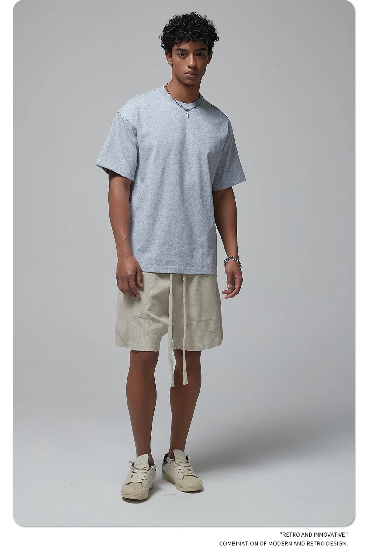

Men's 305g Heavyweight 100%Cotton Oversized T-Shirt-Earth Tone Solid Color Streetwear Basic Tee Premium Quality Short Sleeve Top