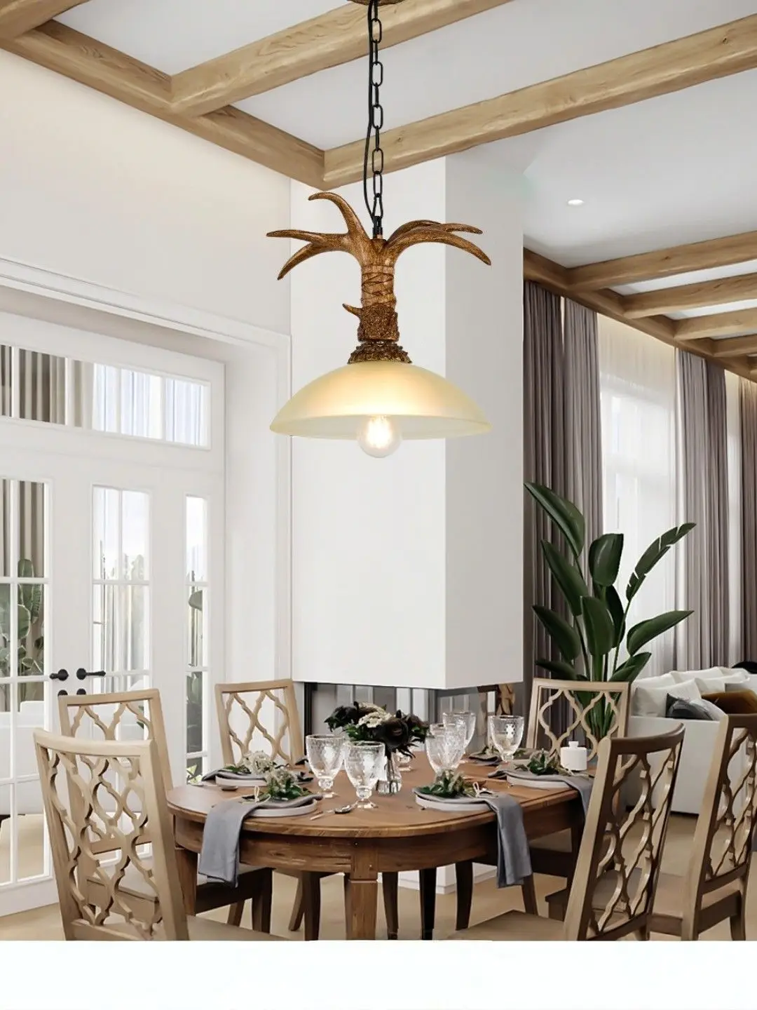 Resin restaurant chandelier, European deer antler chandelier