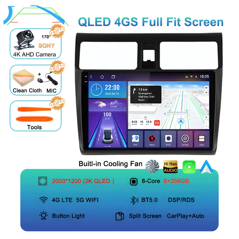 2-DIN Android 16 autoradio voor Suzuki Swift 2003 - 2006 2007 2008 2009 2010 multimediaspeler Carplay stereo GPS DVD head unit