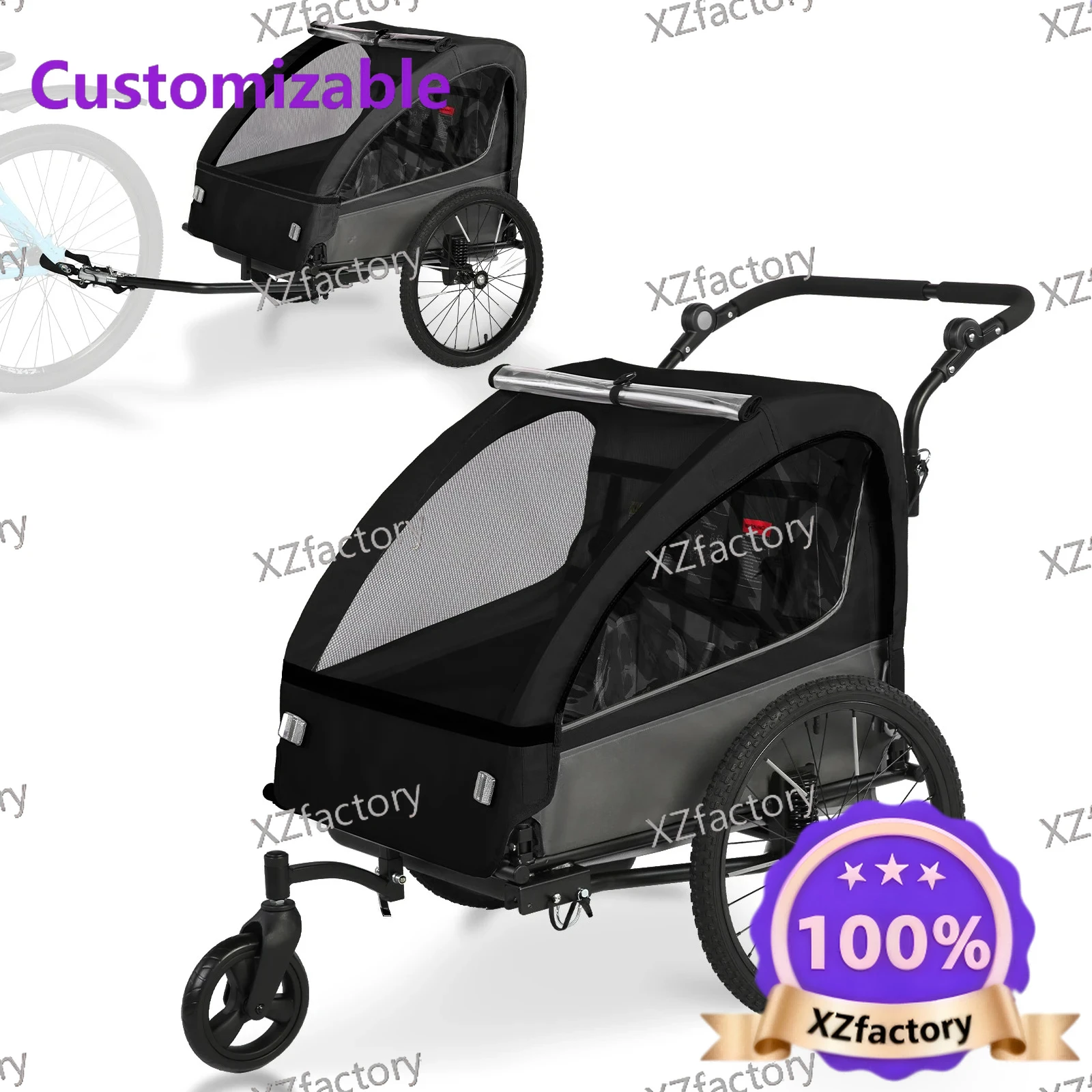 Factory Direct 2026 Top RatedRemolque de Bicicleta para Niños  Neumático Amortiguador, Transpirable, Seguro