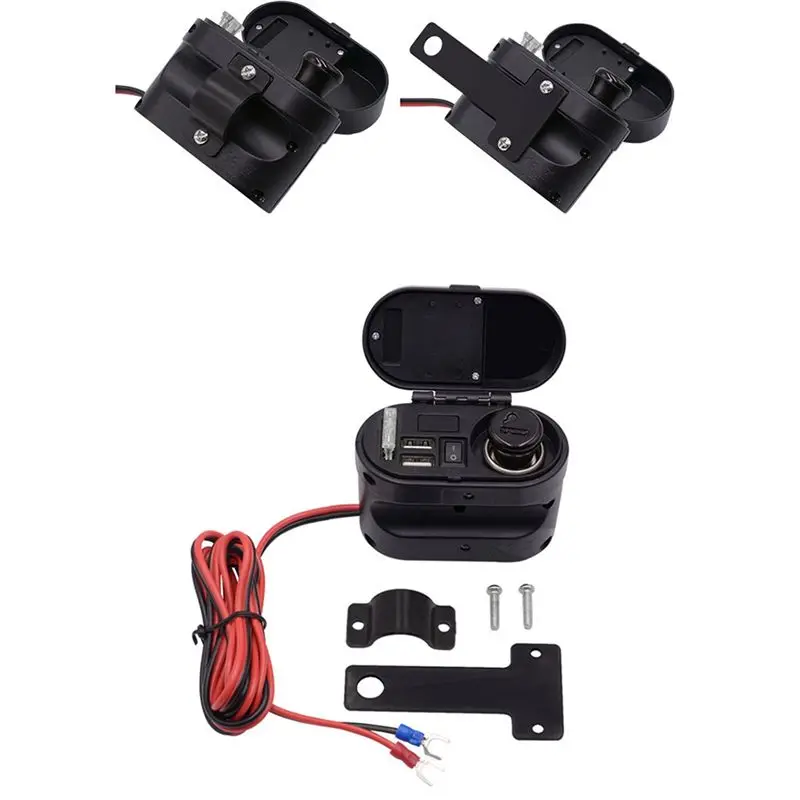 NEW HOT In Stock-LED Voltmeter Power Cigarette Lighter Socket Kit For Motorcycle Waterproof Dual Moto Usb Time Display F