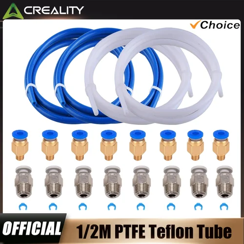 Creality Tubo PTFE para impresora 3D de 1M/2M, actualización de tubo Bowden con 8x PC4-M6/PC4-M10, tubo Bowden para impresora 3D para filamento de 1.75mm