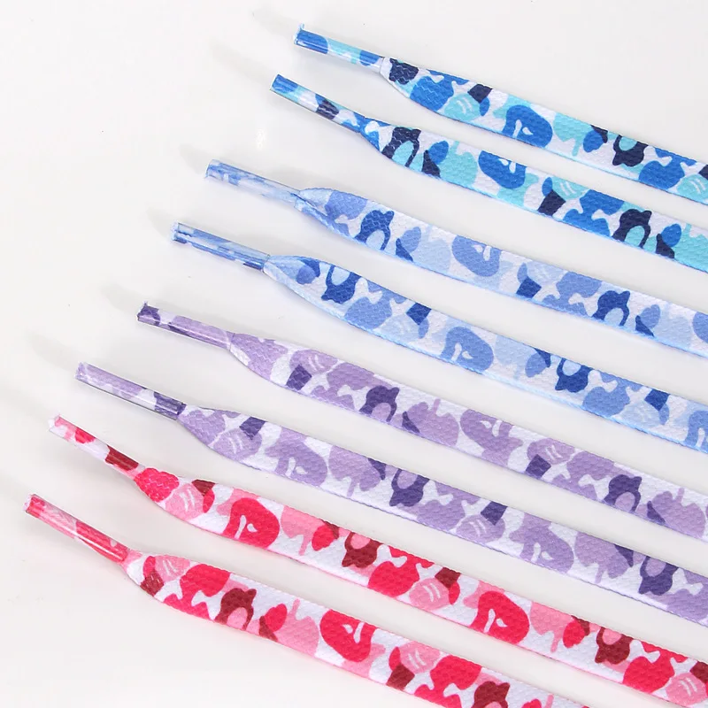 1Pair Camouflage Print Shoelaces 0.8CM Width Flats Shoelace Sneakers Shoe laces 120/140/160CM Shoes Accessories
