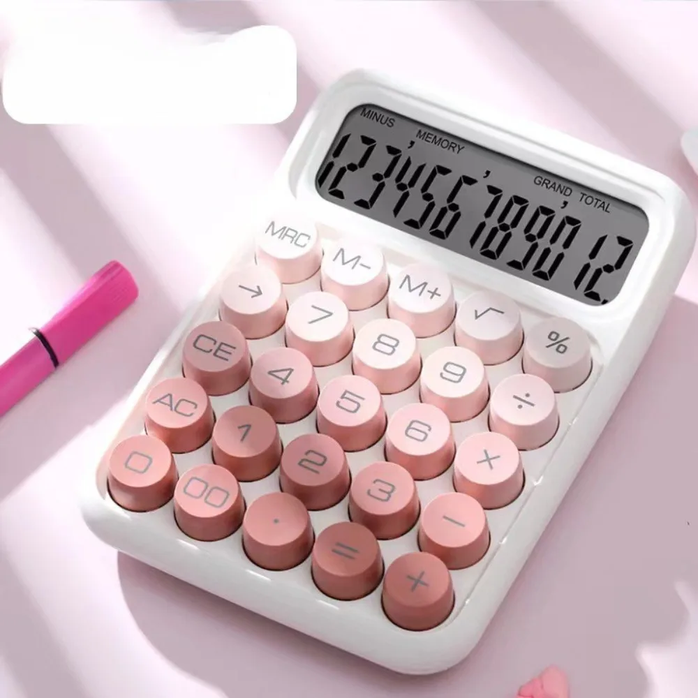 High Aesthetic Circular Mechanical Keyboard Calculator Student Exam Specific Portable 12 Bit Large Screen Calculator
