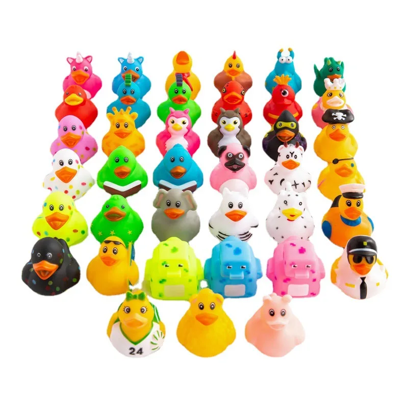 Baby Bath Toy Cute Little Yellow Duck with Squeeze Sound Soft Rubber Float Ducks Play Bath Game Fun Gifts for Children