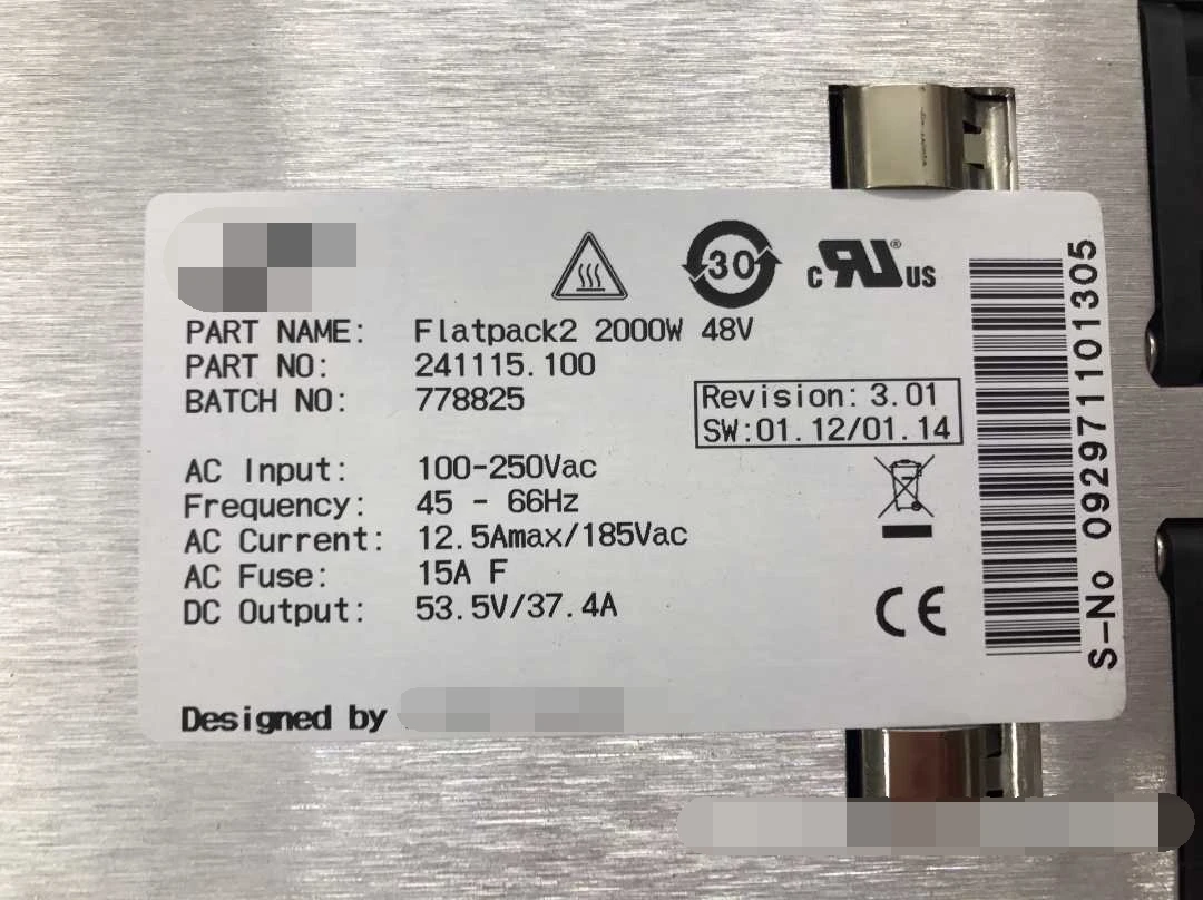 New FLATPACK2 2000W 48V  100-250Vac 12.5Amax/185Vac 53.5V/37.4A for Eltek High Efficiency Power Supply Rectifier Module