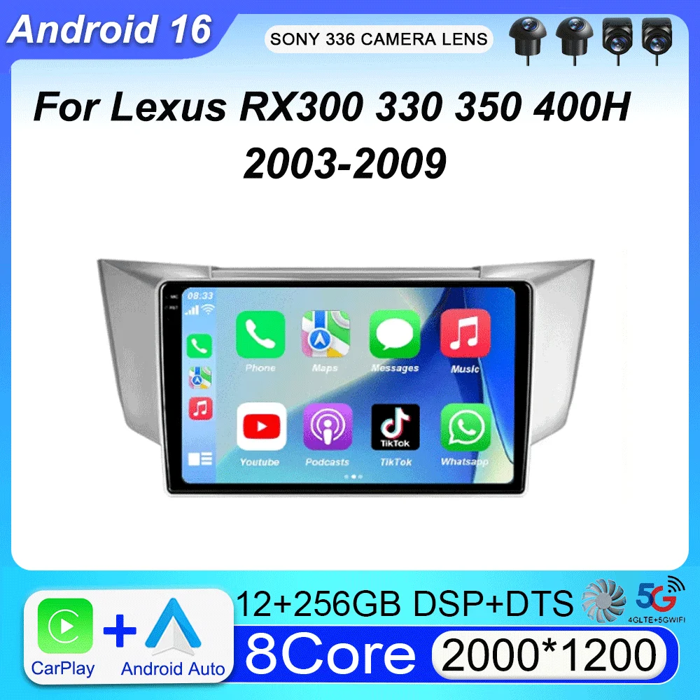 Android 16 For Lexus RX300 330 350 400H II 2 2003-2009 Car Radio Navigation Multimedia Video Player