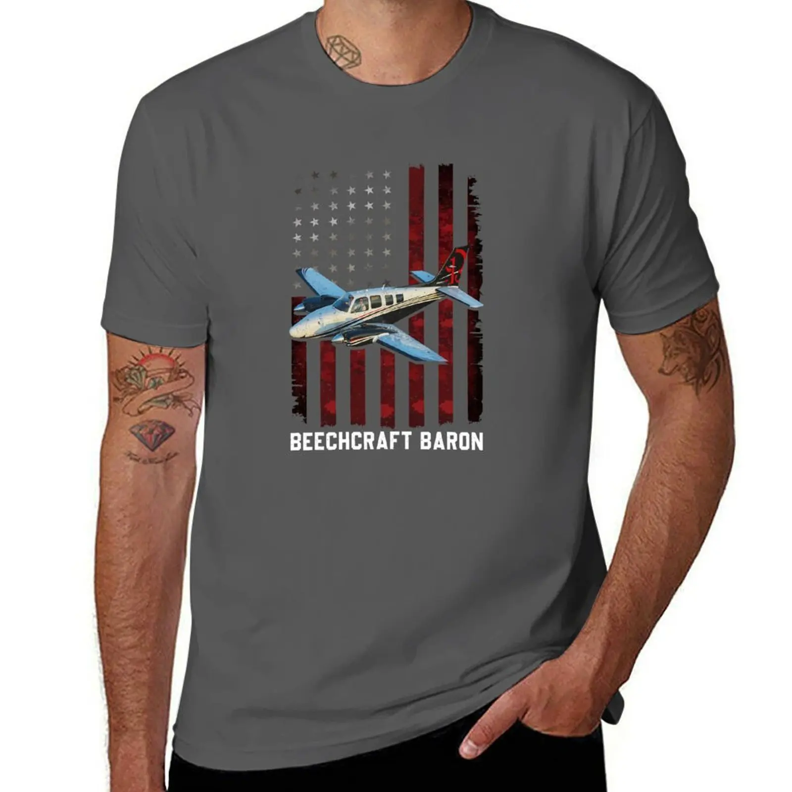 Camiseta Beechcraft Baron, camiseta informal con estampado moderno de aviones Baron