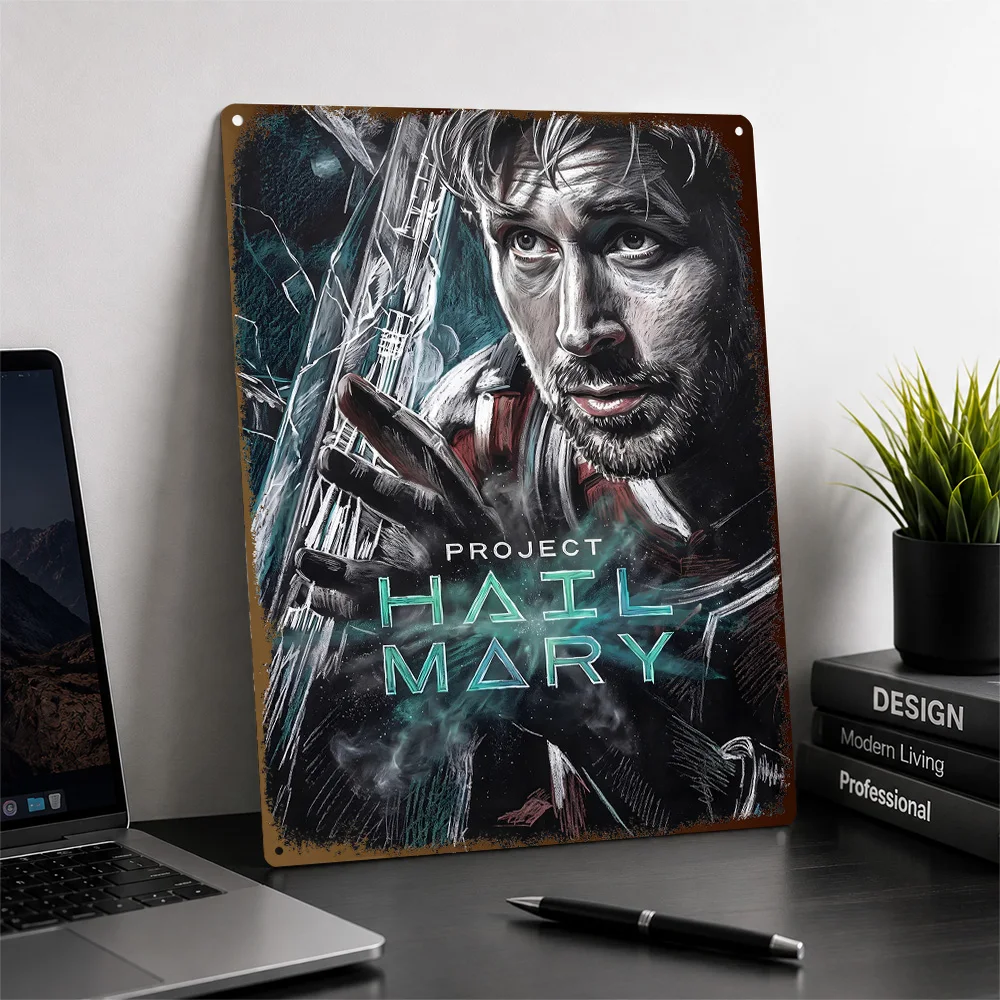 Project Hail Mary Hero Portrait Printed Poster Customized Metal Sign Cosmic Screen Style Wall Art Enhances Entertainment Space