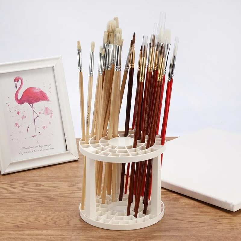 portatil paint brush and pen holder aquarela rack display stand suporte para estudantes organizador de mesa material escolar 49 buracos novo 01