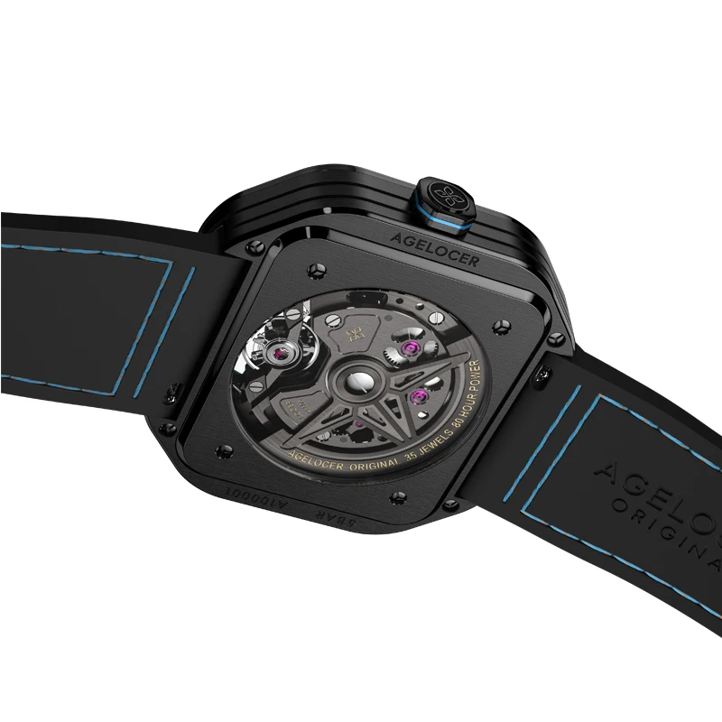 AGELOCER Original Volcano Watch Men's Square Luxurious Skeleton Automatic Mechanical Watch Birthday Gift for Men