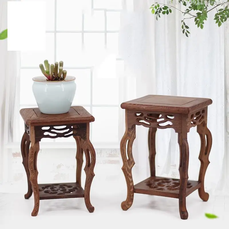 9-12cm Diameter Wooden Base Retro Tea Sets Pedestal Crafts Vase Flower Pot Plant Decorative Shelves Incense Buddha Display Stand