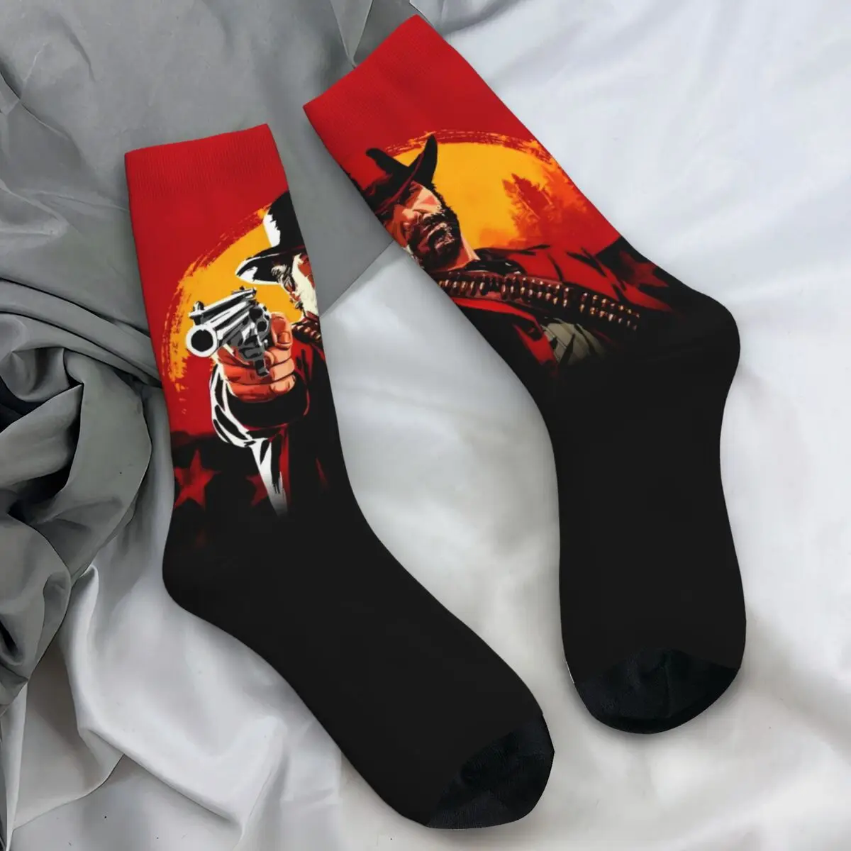 Red Dead Redemption Stockings Game Pattern Funny Socks Autumn Anti Sweat Socks Men's Skateboard Breathable Socks