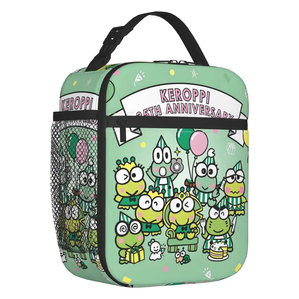 

Custom Keroppi Green Frog Insulated Lunch Bags for Work School Adorable Cartoon Leakproof Thermal Cooler Bento Box