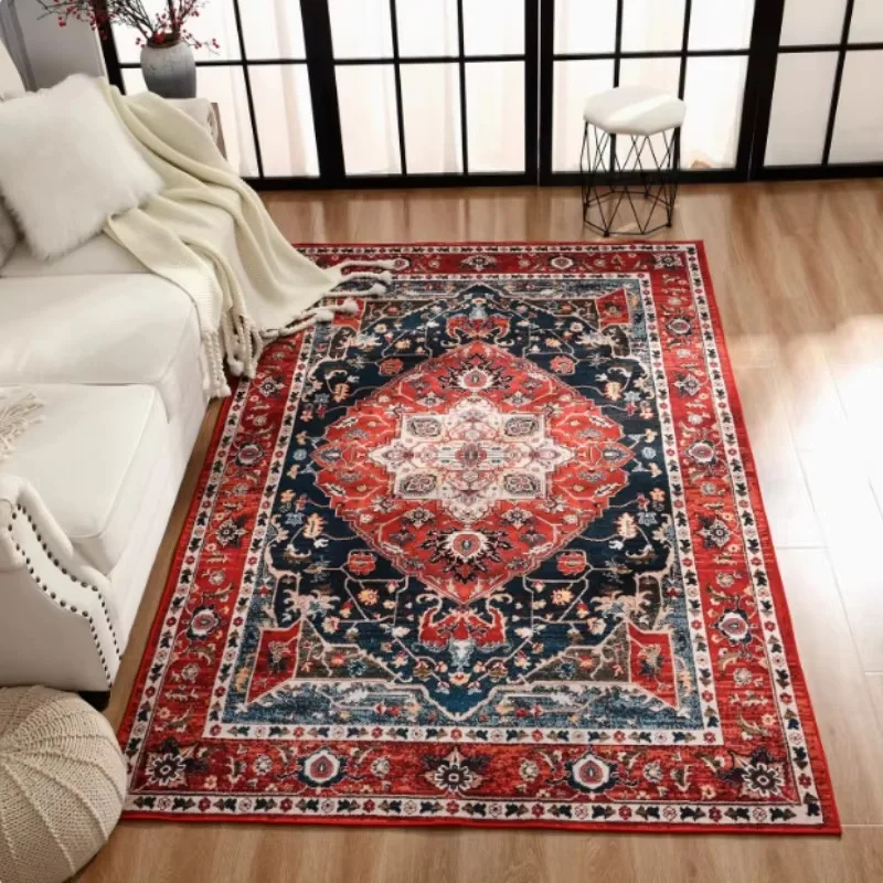 Large Area Rugs for Living Room Vintage Distressed Persian Floor Mat Bedroom Carpet Machine-washable Non-slip Rug Home Decorate