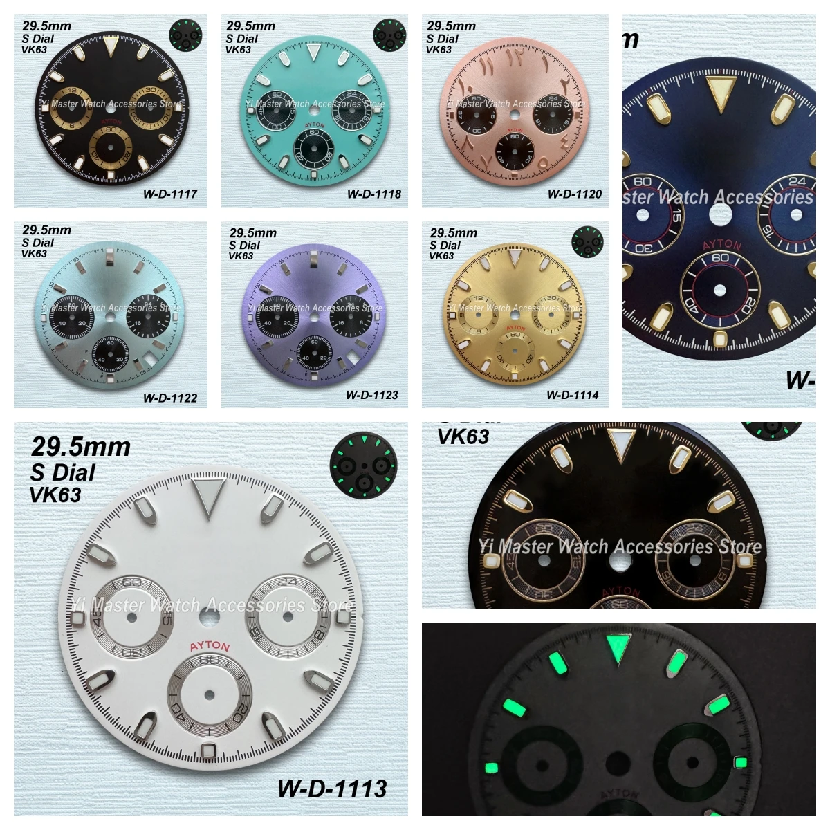 

29.5mm S Logo New Panda DTN Dial For VK63 Movement Green/No Luminous High Quality Watch Modification Accessories