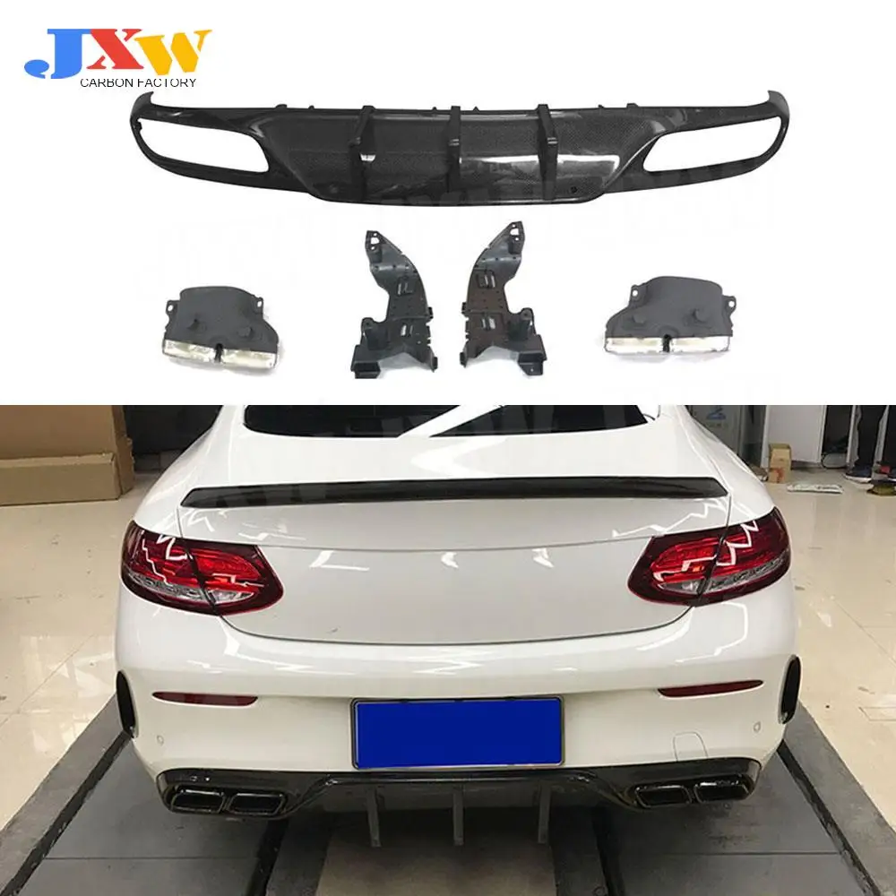 

Carbon Fiber Car Rear Bumper Diffuser for Mercedes Benz C class W205 Sedan 2 Door C43 C63 AMG Sport 2015-2021 Rear Diffuser Tips