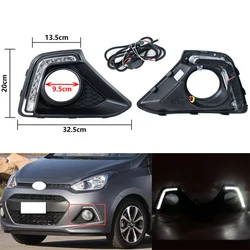 For Hyundai I10 GRAND 2013 2014 2015 Car LED Day Light Car Front Fog Light Grille DRL Daytime Running Light