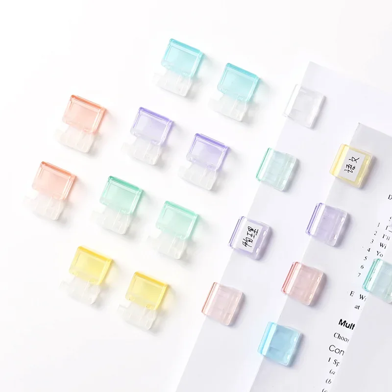 Candy Color Staples Paper Clip Transparent Documents Bookmarks File Mini Paper Clip Index Page Holder Clamp School Supplies