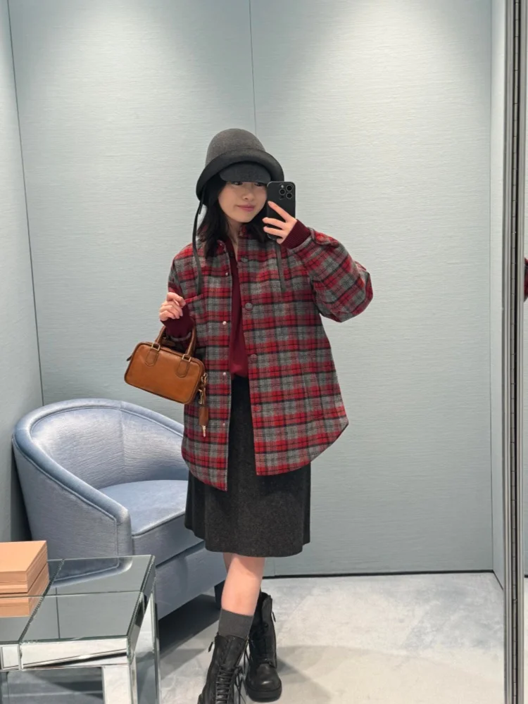 Casual Women's Quilted Jaet Royal High-End Vintage Plaid Collar Warm Outerwear Autumn Winter New Sle Versatile Comfortable