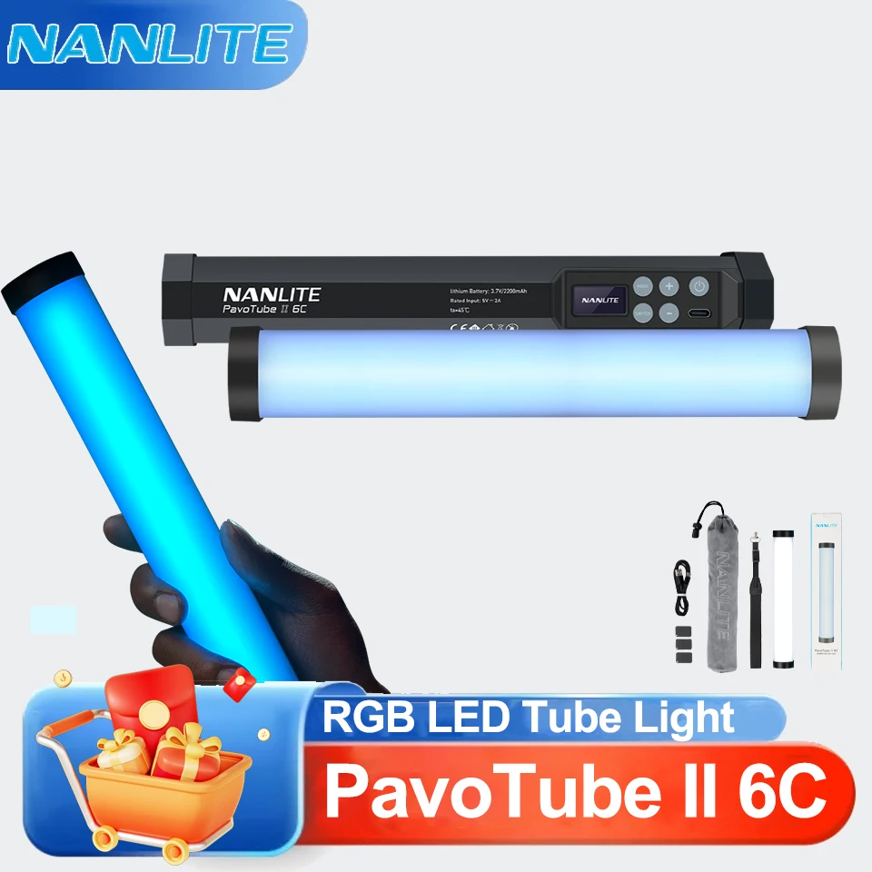 

Светодиодный видеосвет Nanite PavoTube II 6C 2700-7500K, полноцветный, портативный, для фото- и видеосъемки, с режимом CCT, мягкое освещение для фото и видео