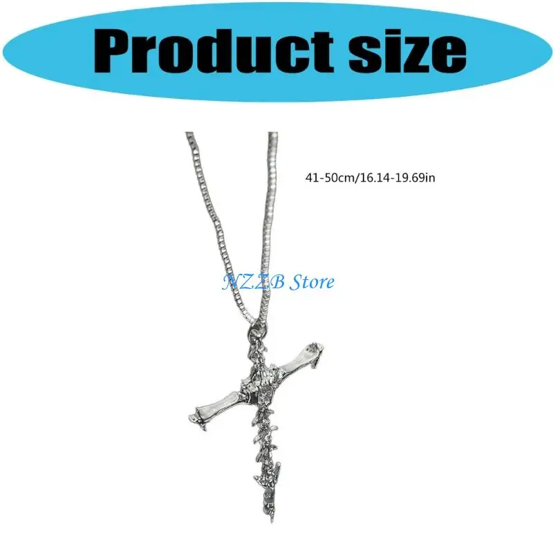 T21F منفعل الصليب سحر سلسلة عنق سبيكة قلادة القوطية الترقوة قطعة مجوهرات