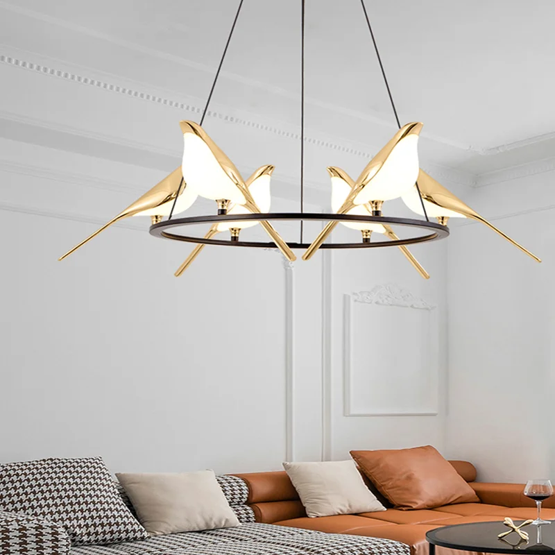 WPD Nordic Pendant Lamp Modern Vintage Round LED Bird Light Creative Design Decoration For Living Dining Room Bedroom