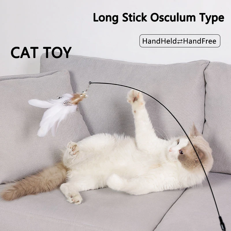 Simulation Bird Interactive Cat Toy, Funny Feather with Bell, Stick Toy for Kitten Playing, Teaser Wand, Cat Supplies