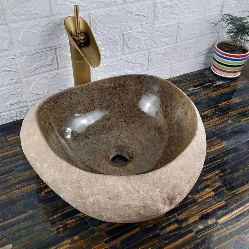 Cobble material, toilet wash basin, outdoor creative bathroom art basin