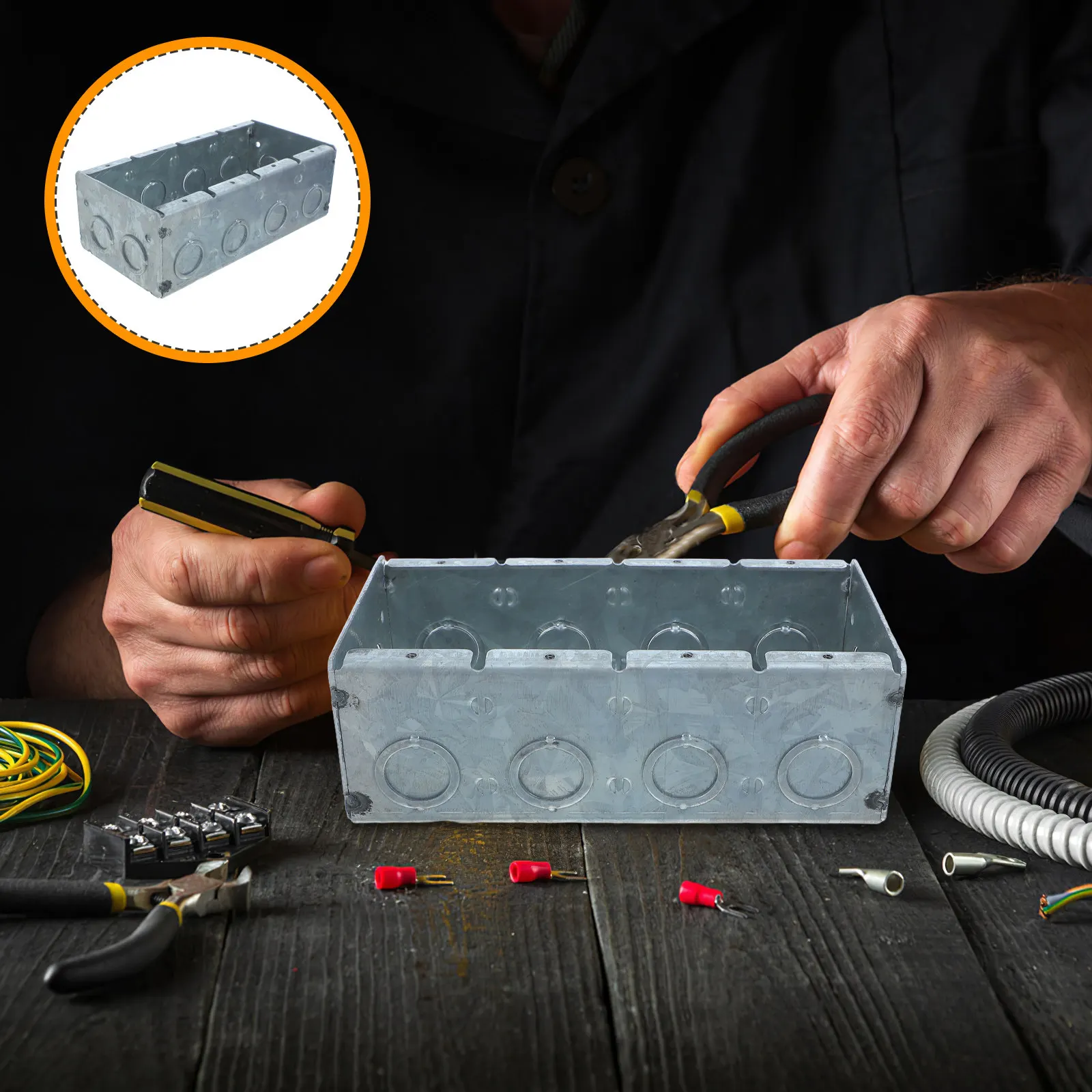 

Iron Hidden Wiring Modular Switch Box 4-Gang Flush Mount Electrical Box Safe Metal Utility Case for Various Floor Types