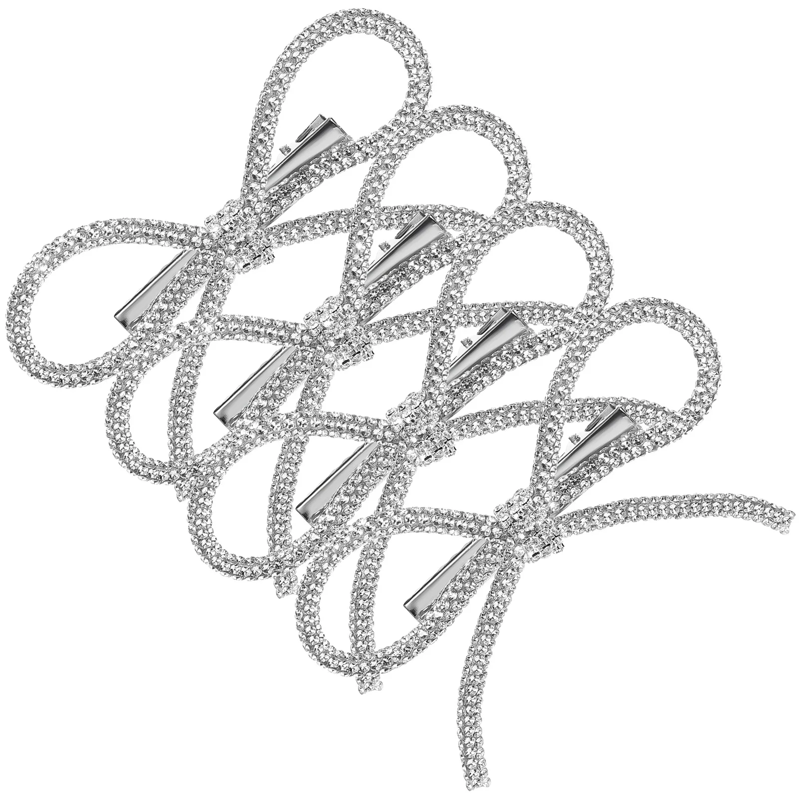

4 Pcs Rhinestone Bow Hair Clips Exquisite Lightweight Comfortable Sturdy Structure Versatile Occasions Wedding Prom Hair
