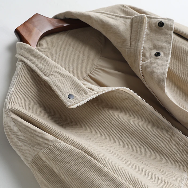 

Men's Casual ort Corduroy Jaet Loose Fit Square Collar Color Commute Sle Winter Outerwear Youth Faion Cotton Blend