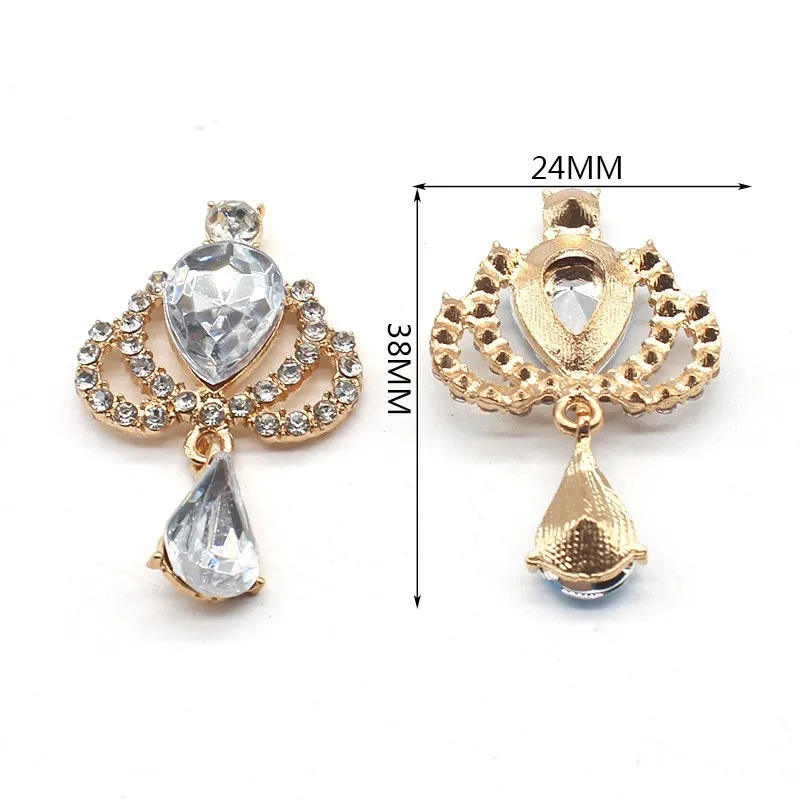 Sparkly 10Pcs metal rhinestones small crown pendant accessories DIY clothing hair jewelry decorative accessories