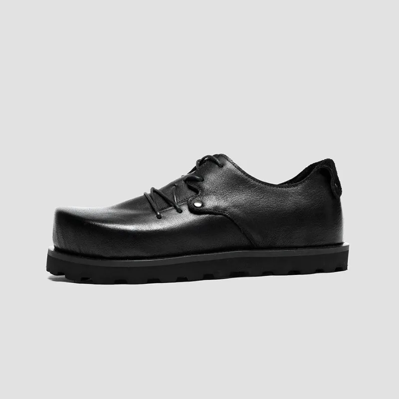 Handmade Leather Shoes Men's Comfortable Cowhide Casual Lace Up Commuting Vintage Genuine Leather Casual Shoes Male Flats