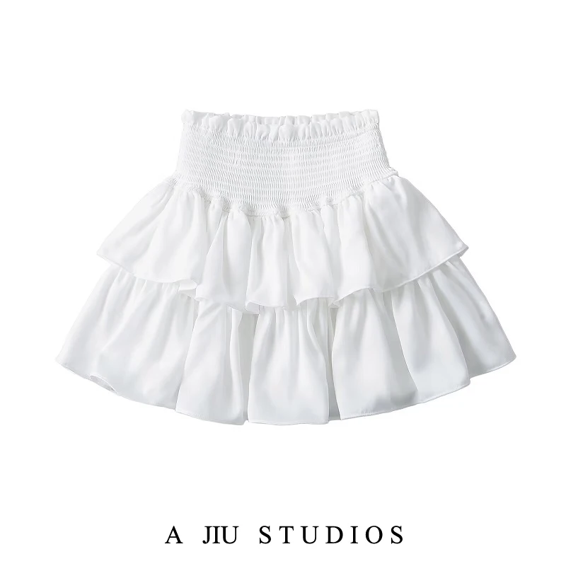 

Slimming High Waist Cake Skirt Pure Color Bla ort Ballet Sle Women's Puffy f-length Skirt Summer 2025 Faion Trend