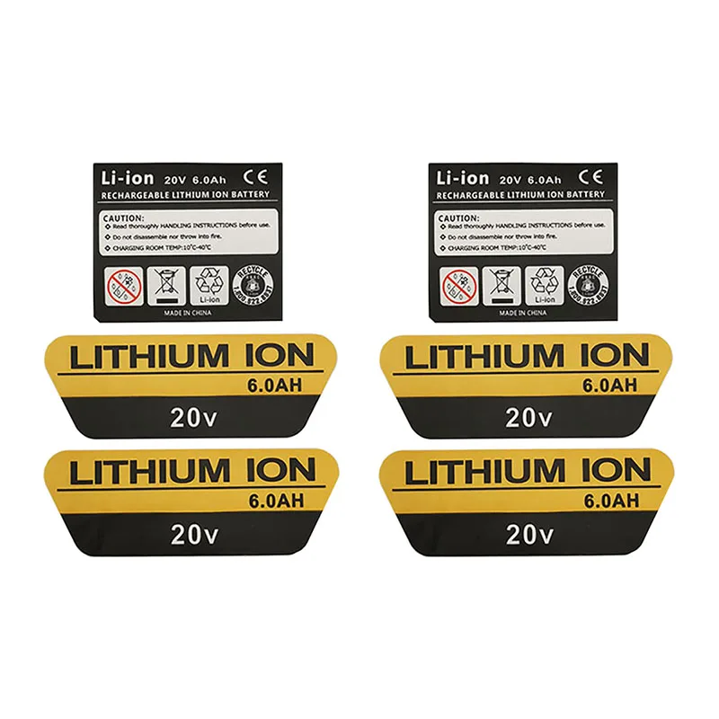 2 Sets dawupine DCB200 Tag Li-Ion battery 20V 4.0Ah Sticker Label For DeWalt 18V 4000mAh battery Logo Drill Hammer Wrench DCB180