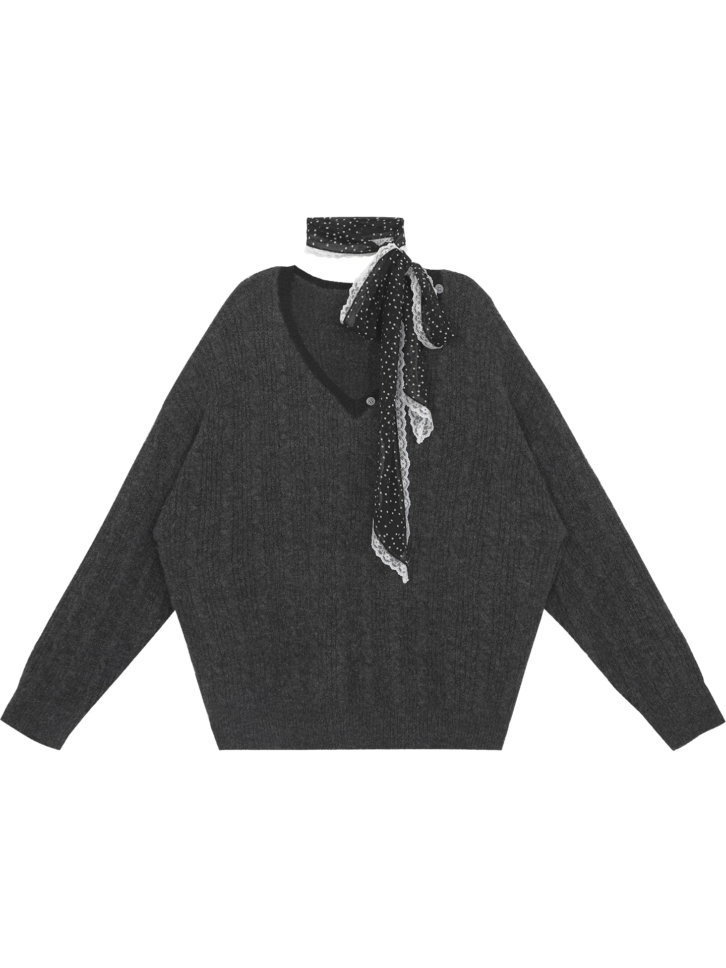 

ay Loose V-Ne Sweater Women's Autumn Winter Lazy High-End Feeling Casual Knittedwear Outerwear Retro Sle Long Sve Top