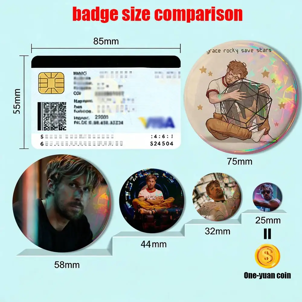 movie Hail Mary Ryan Gosling Creative Round Badge Button Pin Bag Decor Fans Collection Friends Gift Brooch