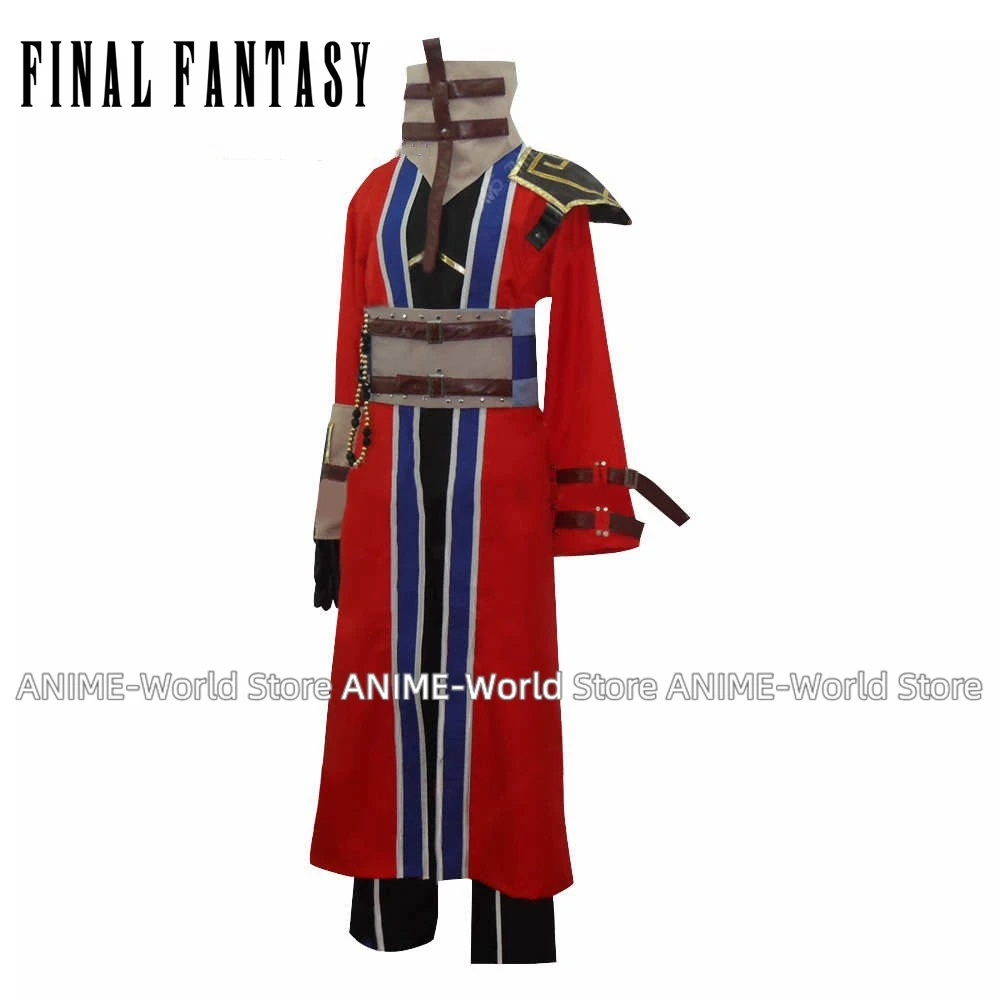 《Custom Size》Game Final Fantasy X Auron Cosplay Costume Auron Remake Cosplay Costume Men's Halloween Red Outfit Custom Make