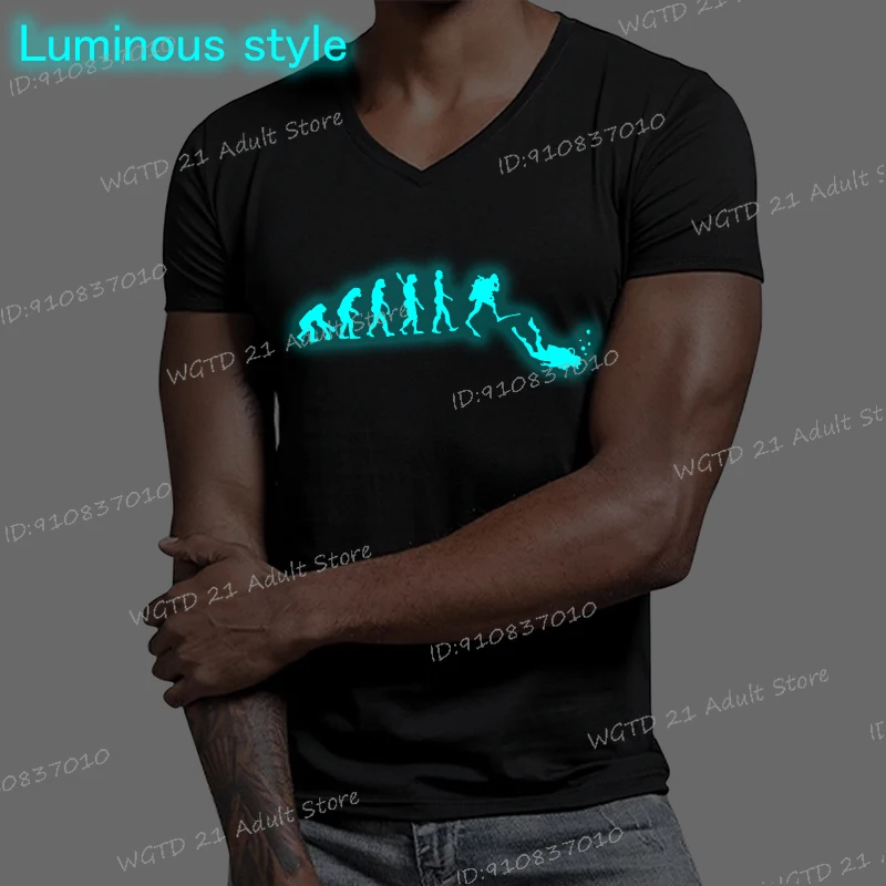 Evolutionary Diver, новые мужские и женские футболки, модный ночник, стиль, футболки унисекс с v-образным вырезом, мужская одежда, модные топы Evolution Evolutionary Diver, новые мужские и женские футболки, модный ночник, стиль, футболки унисекс с v-образным вырезом, мужская одежда, модные топы Evolution