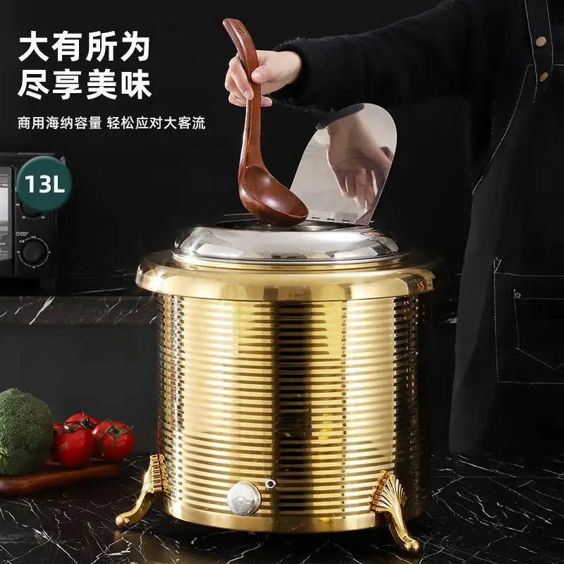 

Stainless steel electronic warm soup pot buffet insulated pearl soup pot electric warm Congee hotel breakfast