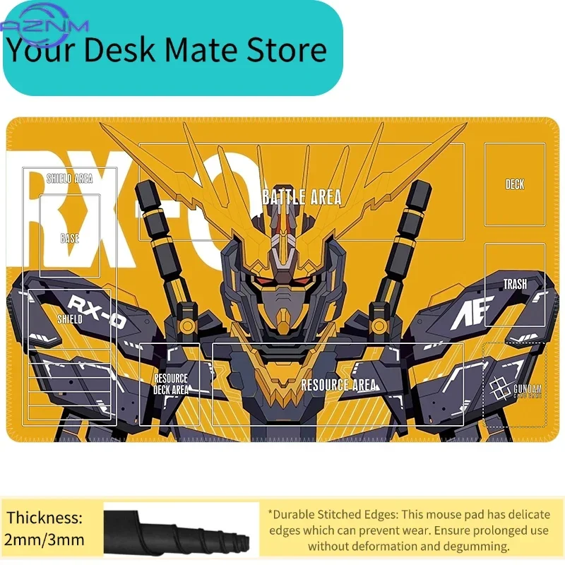 Anime RX-78-2 Gundam Mecha TCG Playmat Mouse Pad, Rubber Anti-slip Gaming Mouse Pad, Blue Background Card Game Zone Print Desk M